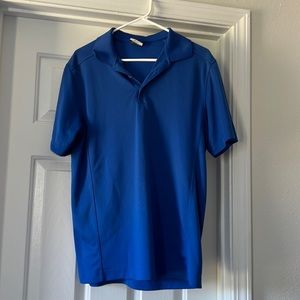 Blue Nike Gold Dri-fit golf polo